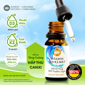 Sunday Natural Vitamin D3K2 Thuần Chay 100% Cho Bé Dưới 5 Tuổi Tăng Sức Đề Kháng Xương Chắc Khoẻ Bé Cao Lớn
