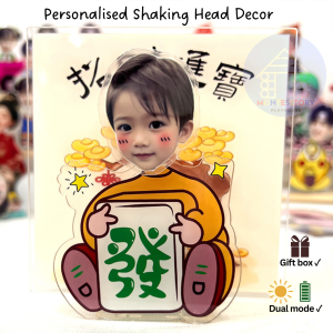 Personalised shaking head decor (Mahjong HUAT) with gift box for car office and home