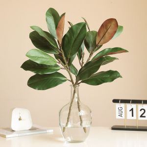 FOUNDTWO 57cm Artificial Magnolia Leaf Branches Real Touch Lifelike Fake Magnolia Plant Flower Arrangement Floral Art Simulated Green Plants Home Office Decor
