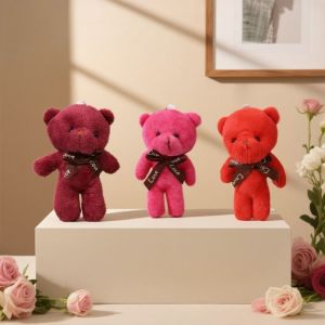 FOUNDTWO 10Pcs Động vật hoạt hình Gấu bông nhỏ Móc khóa Được nhồi bông. Móc khóa hình gấu bông trắng. Sáng tạo Dễ thương Búp bê gấu bông Đồ trang trí cho cặp sách.