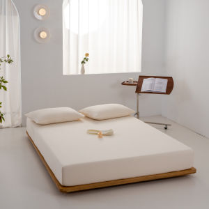 Solid Color Fitted Bedsheet Single/Super Single/Queen/King/Super King Bed Sheet Washed Cotton Mattress Cover