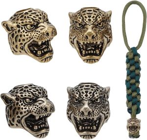 NBEADS 4 Pcs 2 Colors Paracord Bracelet Beads Dragon Head an Brass Large Hole Spacer Beads for Jewelry EDC String Pendant Parachute String Tool
