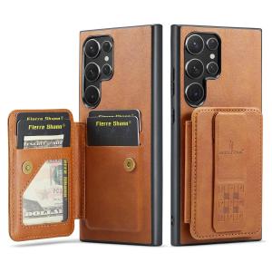 invisable Kickstand Cards Solt Wallet Leather Case For Samsung S24 Ultra S23 Plus A55 A35 A25 A15 A14 A24 A34 A54 Magnetic Cover