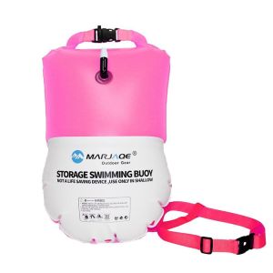 20L Inflatable Open Swimming Buoy Tow Float Dry Bag Double Bag with Waist Belt for Swimming Water Sport Storage Safety Bag