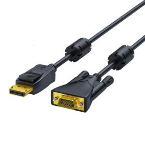 ดีไซน์ DisplayPort เป็น VGA ป้องกันการรบกวนสองแหวนป้องกันการรบกวนคลื่นแม่เหล็กสายอะแดปเตอร์เพื่อให้แน่ใจว่าการเชื่อมต่อระยะไกล