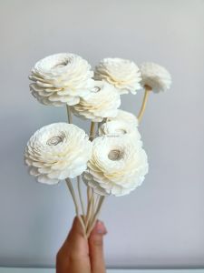 ดอกไม้ดูดน้ำหอมติดก้าน ดอกบานชื่น ขนาด 4 ซม. ติดก้าน ดอกไม้ตกแต่ง ดอกไม้ประดิษฐ์ 10 ดอก