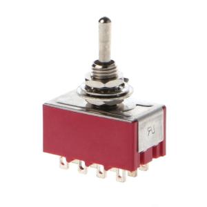 AC 250V/2A 125V/5A 12-Pin On/On 2 Position 4PDT Mini Toggle Switch Red
