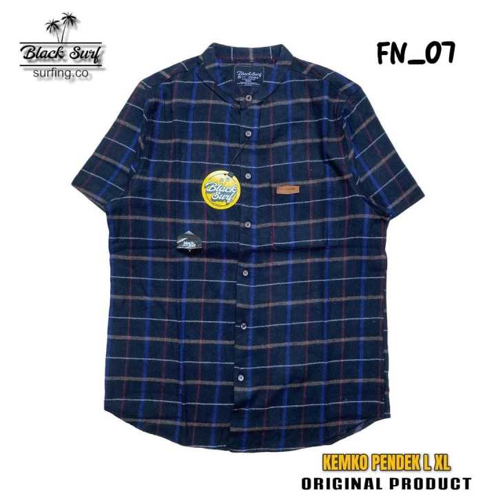 Kemeja Kemko Kain Flanel Lengan Pendek Original Black Surf Banyak Pilihan Warna Dan Motif L XL JU35