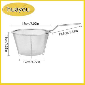 huayou ตะแกรงทอดเฟรนช์ฟรายส์ตะกร้าทอดลึกทำจากสแตนเลสตะแกรงทอดลวดตาข่ายสำหรับใช้ในครัว