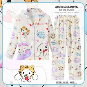 Christmas gifts Halloween Kawaii Sanrio Kuromi Cartoon Girls Home Clothing Set Hello Kitty Autumn New Anime Long Sleeves Fashion Parent-Child Pajamas