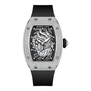 BONEST GATTI Women Watch Fengming Series Automatic Mechanical German Brand New Diamond Inlaid Case Skeleton Wristwatch