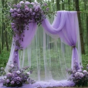LUSIT White Pink Wedding Tulle Arch 75cm X 6M Elegant Sheer Drapes Fabric Draping Material Backdrop Fabric Wedding