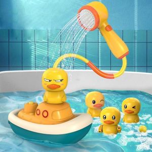 Cute Yellow Duck Electric Rotating Water Spray Sprinkler Toys Baby Faucet Bathing Water Spray