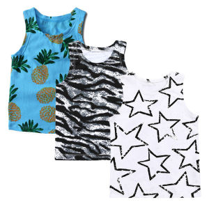 Childrens Vest Summer Cotton Sleeveless Three-Piece Suit Mens and Womens Baby Vest Bottoming Shirt Baby Top