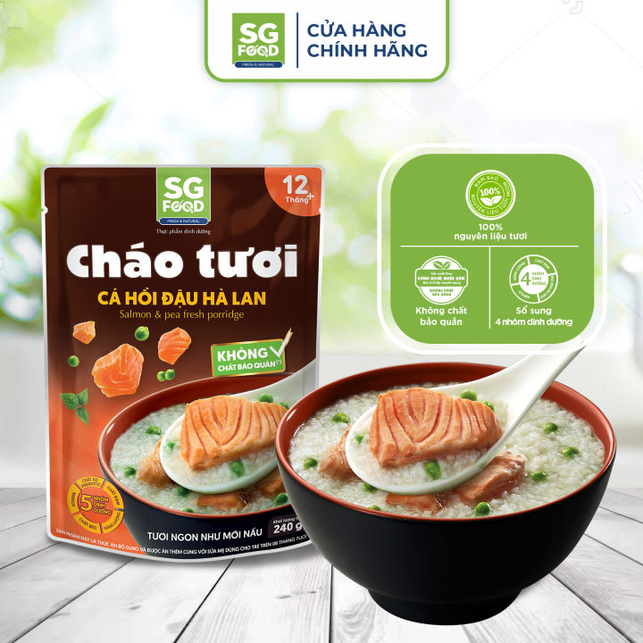 Cháo Tươi Sài Gòn Food Cá Hồi & Đậu Hà Lan 240G