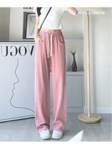 MANNASU Plus Size S~4XL 9Color Wide Leg Pants Women High Waist Draped Casual Loose Straight Sweatpants