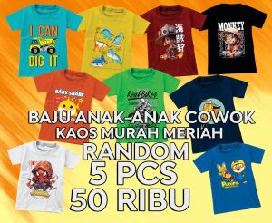 Promo Paket hemat random isi 10 pcs atasan anak lengan pendek GRATIS HADIAH AMPLOP ukuran 1-10 tahun