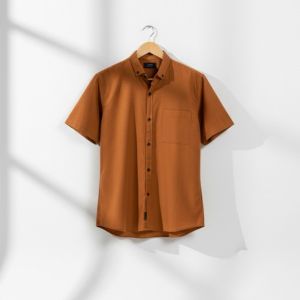 KEMEJA POLOS PRIA AYAH DAN ANAK WARNA COKLAT COTTON BAJU LENGAN PENDEK REGULER MENS BASIC