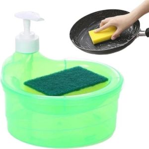 Round Shape Dishwashing Soap Liquid Pump Soap Container Dishwashing Soap Dispenser Scrubber Holder Kitchen Clean Tools