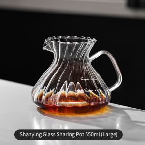 BINCOO Hand Brewing Coffee Pot Set Glass Filter Cup Coffee Dirpper Set with Glass Sharing Pot Set 450ML/550ML
