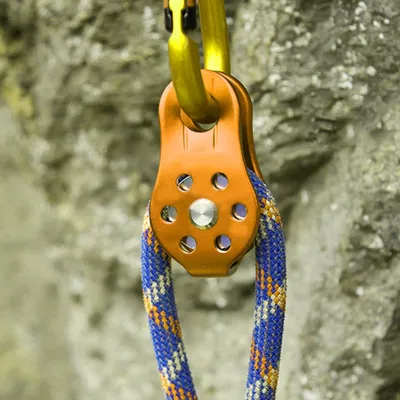 26KN Heavy Duty Aluminum Climbing Pulley Single Swivel Rope Pulley Set for 12mm Rope / Hauling / Transportation