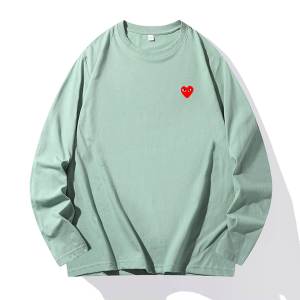 LAY COMME des GARCONS Rei Kawakubo cinta sulaman lengan panjang CDG 12 warna tulen kapas satu warna pusingan leher sweatshirt pullover lengan panjang atas lelaki dan wanita kemeja t baju asas
