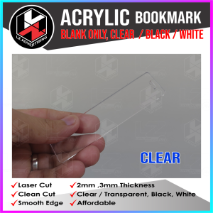 Bookmark Acrylic Clear Blank / Transparent or White Black Acrylic