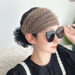 MKEB Lace Turban Hats Elegant Breathable Headscarf Fashion Summer Hair Cover Cap Women