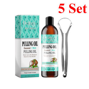 new Coconut Mint Pulling Oil Mouthwash Kit With Tongue Scraper Fresh Oral Breath Odor Removal Alcohol-Free Whiten Tool Mouth Care hot