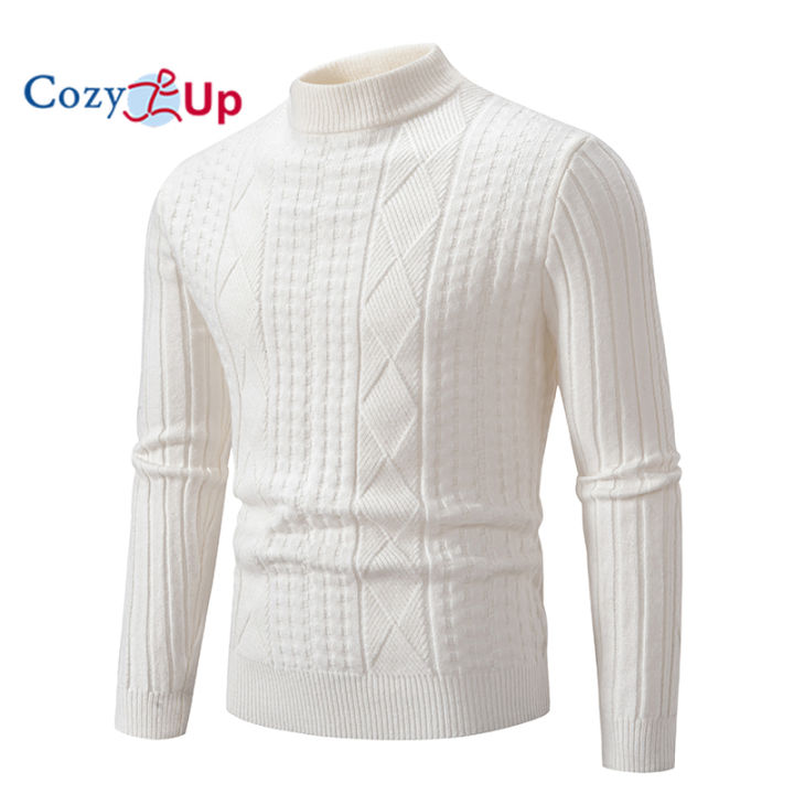 Cozy Up Mens Cable Knit Sweater Cream Fall Sweaters Oversized Chunky  Crewneck Pullover Knitted Tops Lazada PH