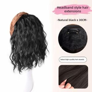 BESTOUR U-Shape Curly Headband Long Wavy Hair Extension Hairpieces Synthetic Natural Wig Clip Women