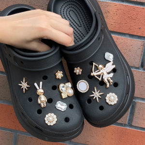 12Pcs Crocs Jibbitz Charms Diamond Studded Rabbit Cupid Shoe Buckle Detachable Shoe Decoration for Crocs