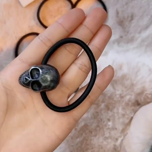 Teens Girl Hairband Elastic Hair Rope Skull Head Hair Tie Ponytail Holder for Female Goth Hair Accessory Party Headwear