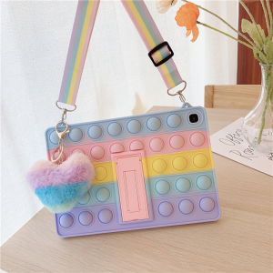 Ipad Pop it Case For iPad Pro 11 10.5 9.7  iPad Air 1 2 3 4  ipad 2 3 4 5 6 7 8 ipad mini 1 2 3 4 5 6 With Stand Sling Bubble Cute Rainbow Silicone Cover