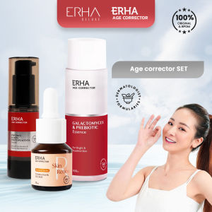 ERHA Age Corrector Serum + Essence + Booster - Paket Anti Aging Wajah samarkan Kerutan dan Garis Halus