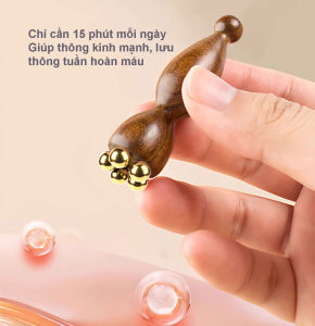 Dụng Cụ Bấm Huyệt - Cạo Gió – Massage mặt & Cột Sống – 5 Đầu Bi Đồng Thau