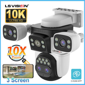 LS VISION 20MP 10X Zoom WIFI CCTV Camera Four Lens Linkage PTZ Humanoid Tracking Home Security Camera Outdoor Waterproof Full Color Night Vision 24 Hours Video Recording IP Camera