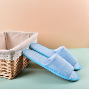 Spring/Summer Hotel And Guesthouse AB Style Half-Covered Open-Toe Imitation Linen Slippers Comfortable And Breathable For Home Hospitality