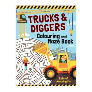 Trucks & Diggers Colouring & Maze Book For Kids With Amazing Construction Machines