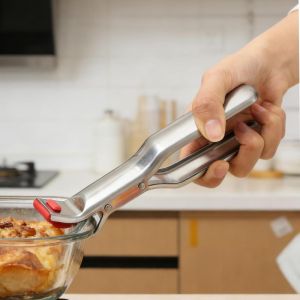 Stainless Steel Anti-Scald Clip Multi-Functional Silicone Non-Slip Bowl Clamp For Frying Pans Air Fryer Kitchen Tools