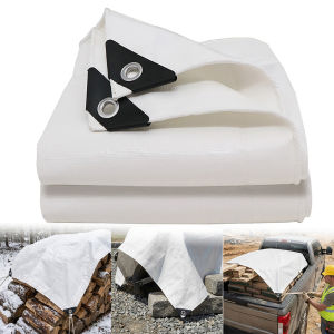 Heavy Duty White Tarps with Metal Grommets for Camping and Outdoor Use Waterproof Shelter for Tents and Vehicles