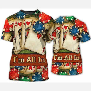 Poker Card Game Funny Print T-shirt Mens Clothing Casual Sport Short Sleeve T Shirts 3D Print Funny Pattern Novel Harajuku Tee