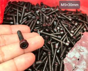 สกรูเกลียวปล่อยหัวจมดำเกลียวใหญ่ 5x30mm (ราคาต่อแพ็คจำนวน 50 ตัว) ขนาด M5x30mm สกรูเกลียวปล่อยหัวหกเหลียมดำ แข็งแรงได้มาตรฐาน