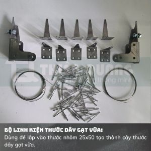BỘ LINH KIỆN THƯỚC DÂY GẠT VỮA ( LẮP VÀO CÂY THƯỚC NHÔM) - Tặng 2 dây cáp inox sơ cua