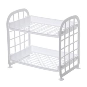 2 Tier Hollow Out Plastic Foldable Shelf Countertop Cosmetic Storage Spice Rack Vanity Tray Bathroom Kitchen Organizer