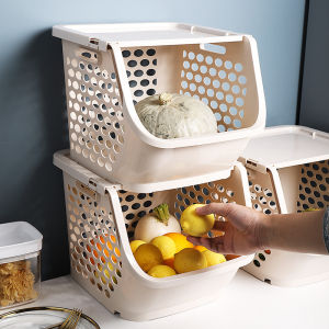 JustLiving Kitchen Storage Basket Vegetables Fruit Basket Foldable Dish Drainer Snacks Candy Container Box Desktop Organizer