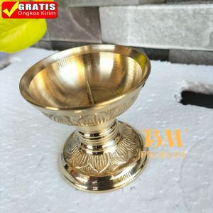 Tempat Lilin Kuningan Bulat Besar 1 pcs Tempat Tancap Lilin Kristal Aesthetic
