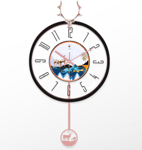 Creative Modern Decorative Swing Wall Clock Stylish Quartz Deer Head Silent Large Fashion Clocks for Home Living Room Office Bedroom