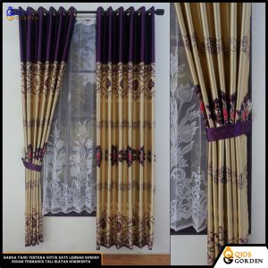 Gorden Jendela Kamar Motif Tulip Mewah Bahan Kain Blackout Import Tebal Model Smokering