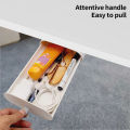 Hidden Under Desk Drawer Storage Box,Self adhesive Pencil Storage Drawers , Space-saving Under Table Drawer Attachable Desk Organizers, Pull-out Makeup Pen Pencil Tray Drawers. 